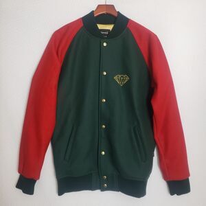 Diamond Supply Co Bomber Varsity Green Red Wool Blend Mens Med Jacket. RARE. USA